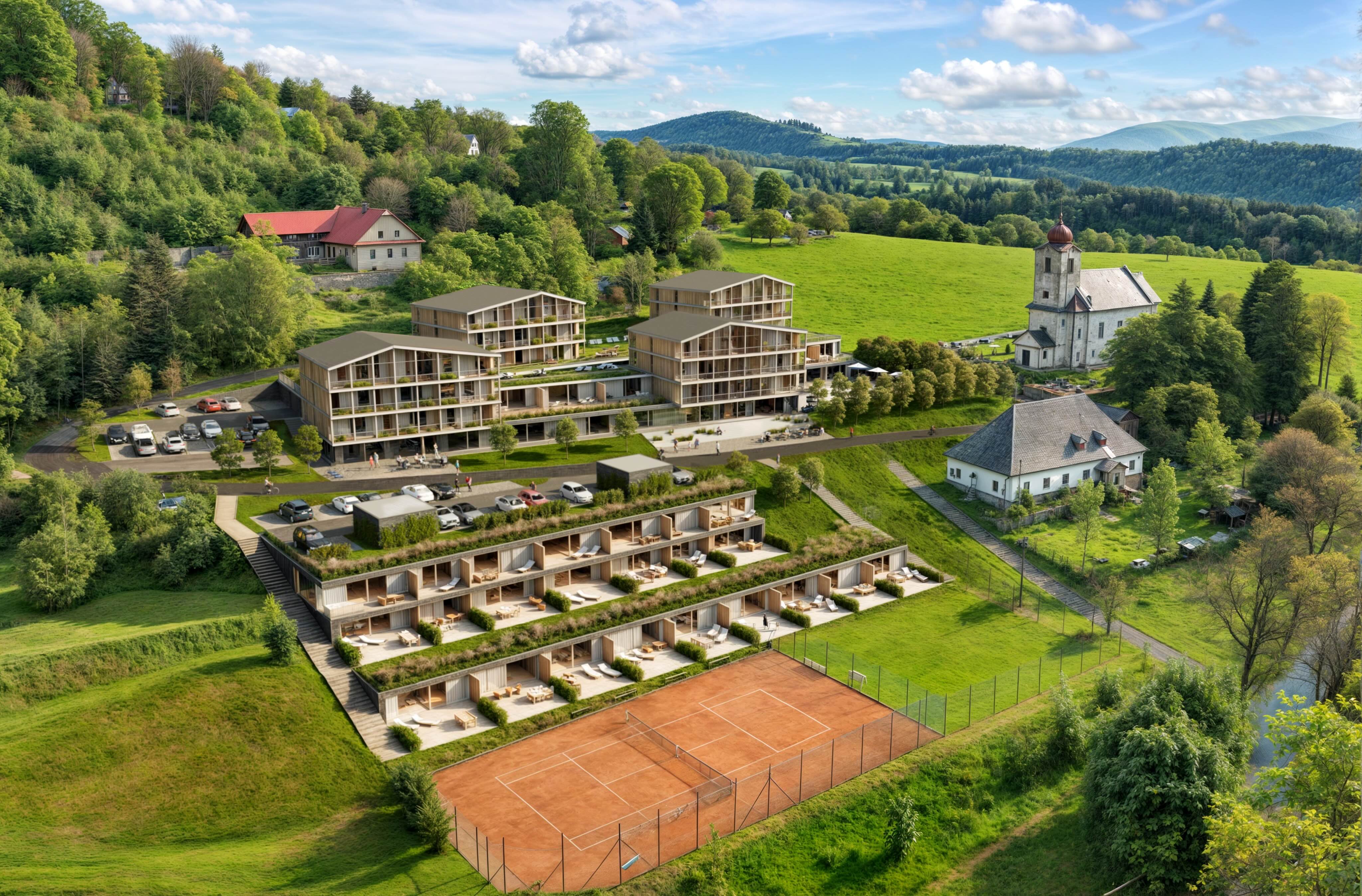 AREÁL S PROJEKTEM HORSKÉHO APARTHOTELU